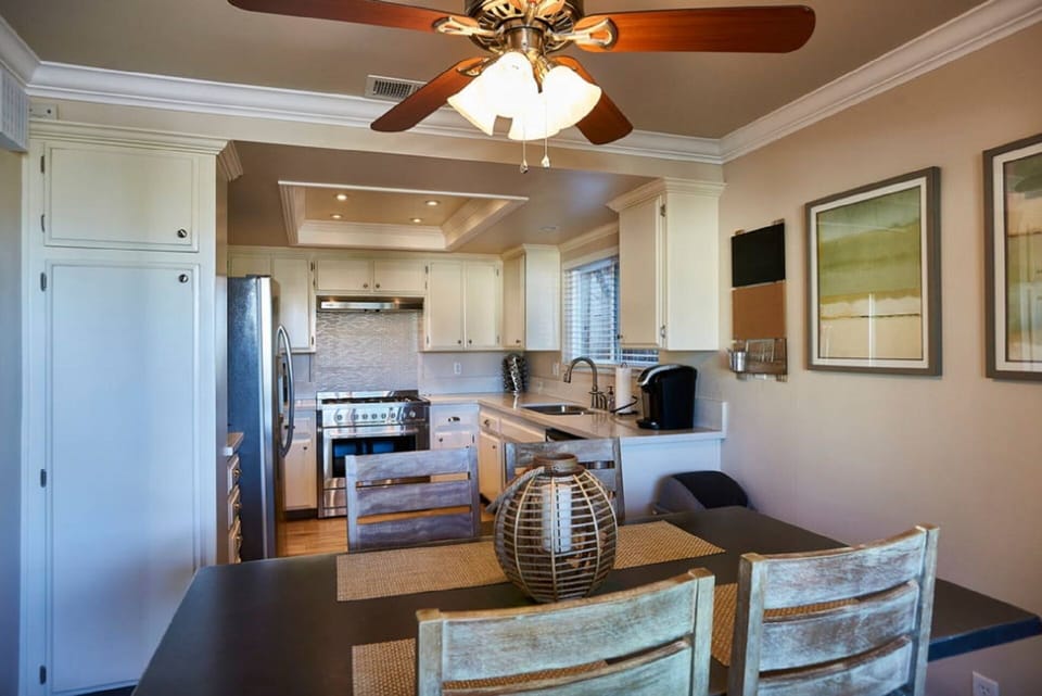 Dining room and gourmet kitchen.