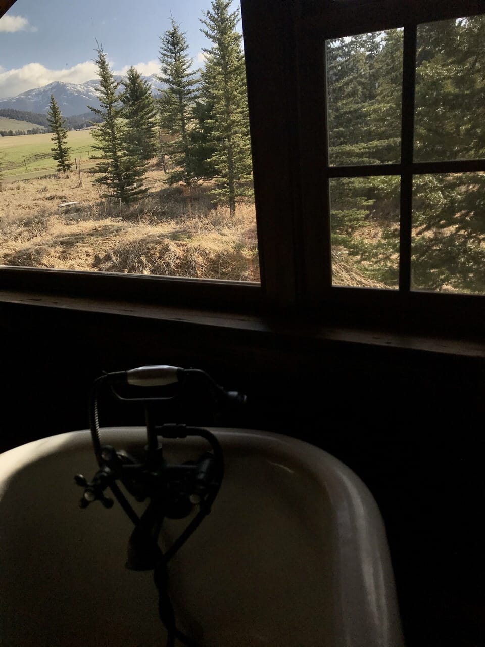 Mountain views from the claw foot bathtub upstairs 