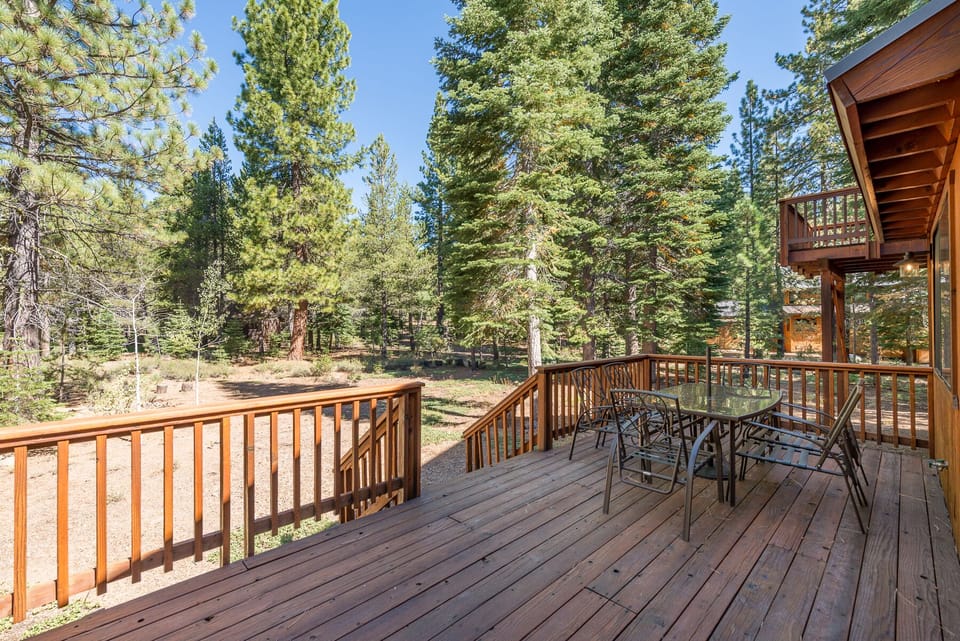 Downstairs deck and back yard