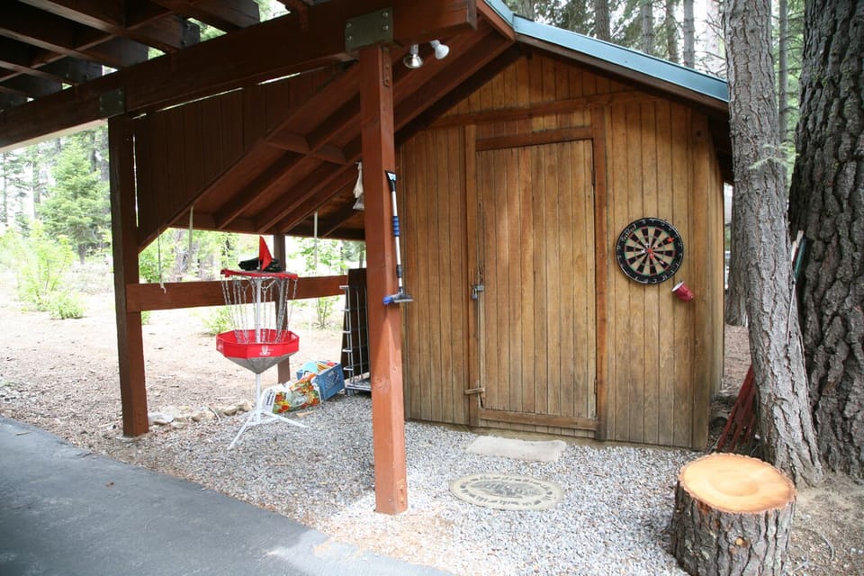 Storage shed next to cabin