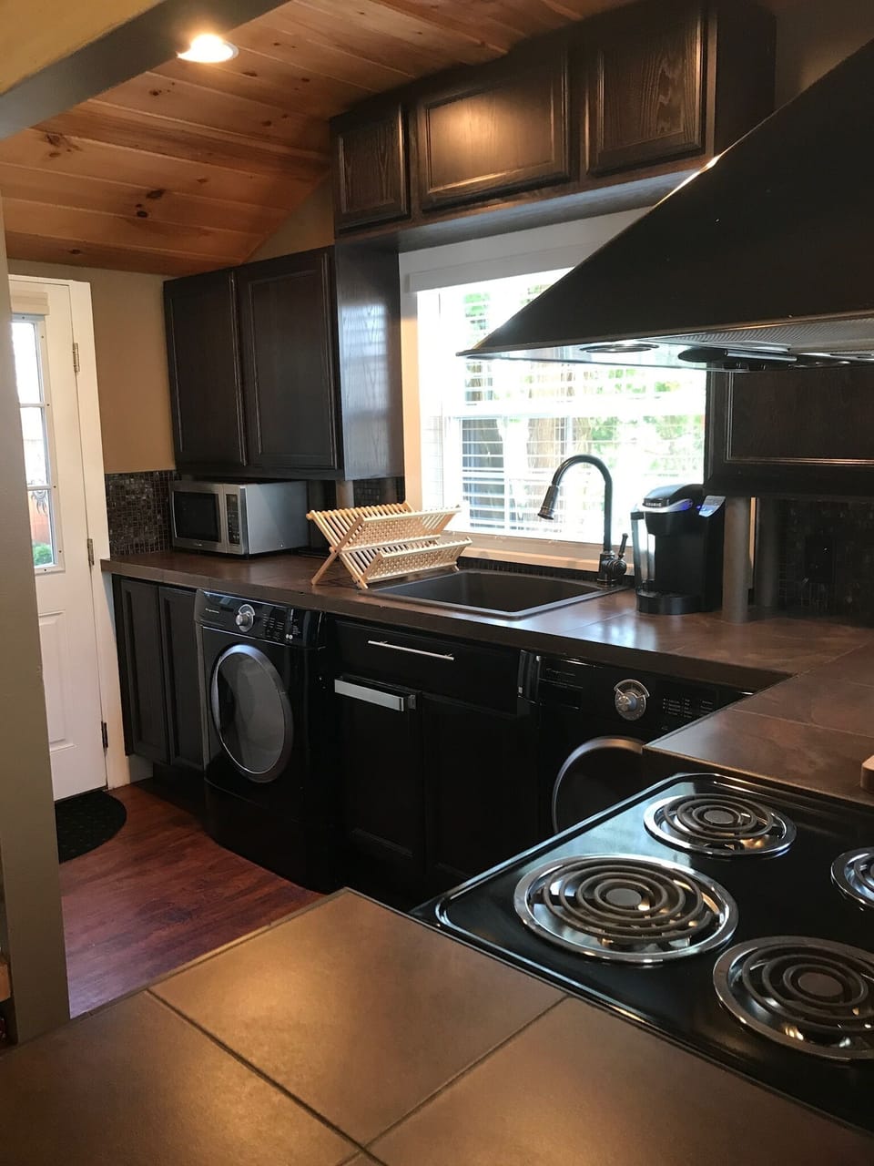 Through the kitchen