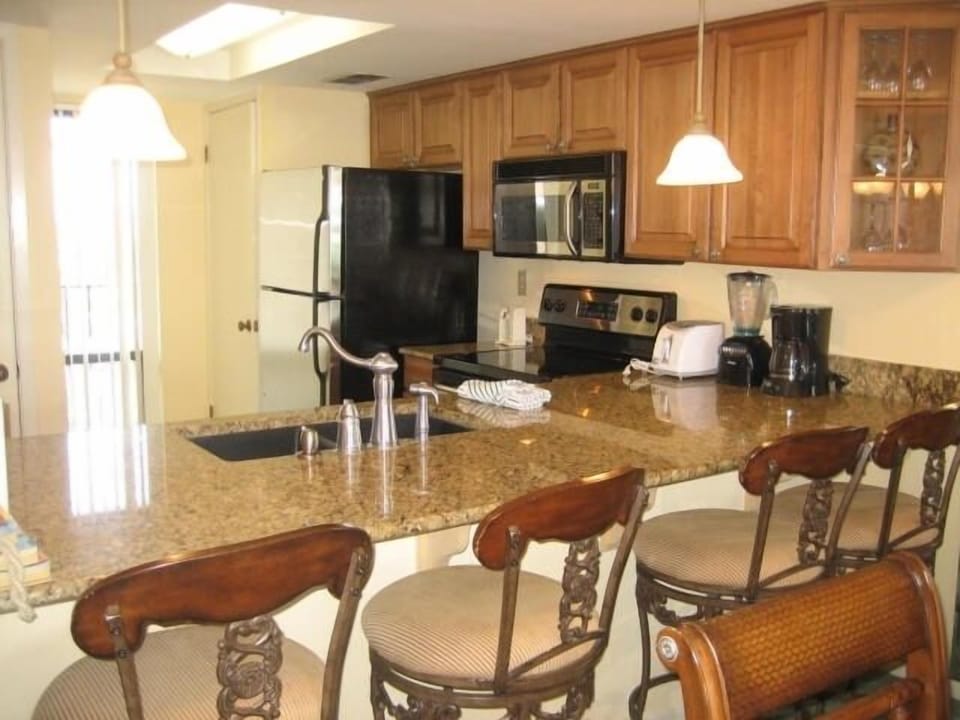 Fully stocked kitchen for all your cooking needs.