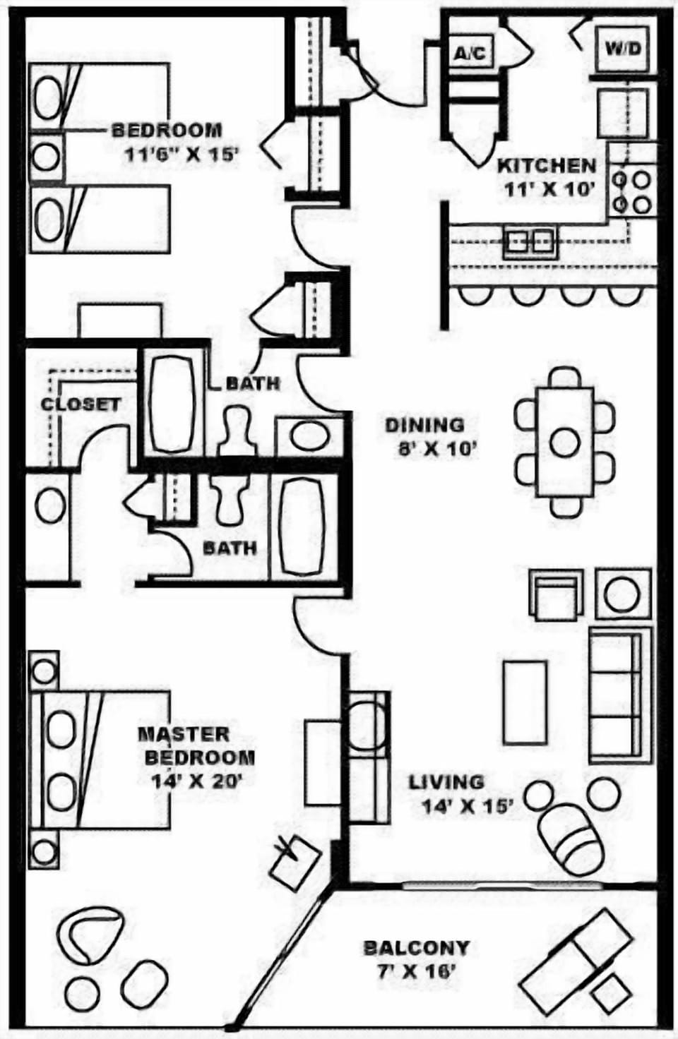 Floor plan: 1317 Square feet plus 119 square feet balcony