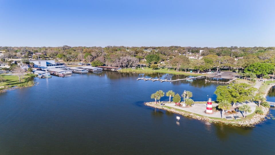 Arial view of the Mount Dora Lighthouse and Boat Marina