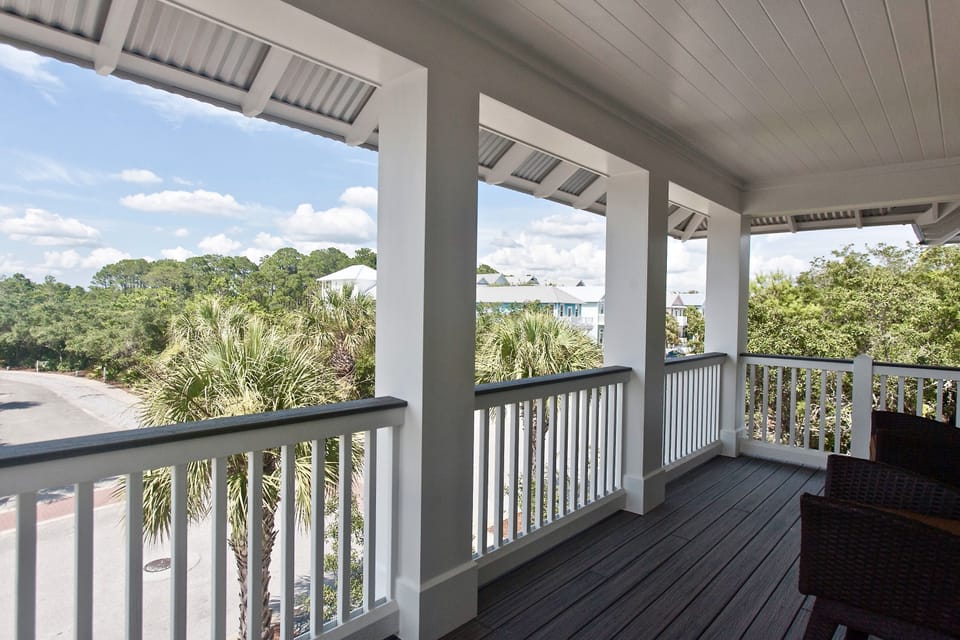View looking out from the shared 2nd floor King Suite Balcony