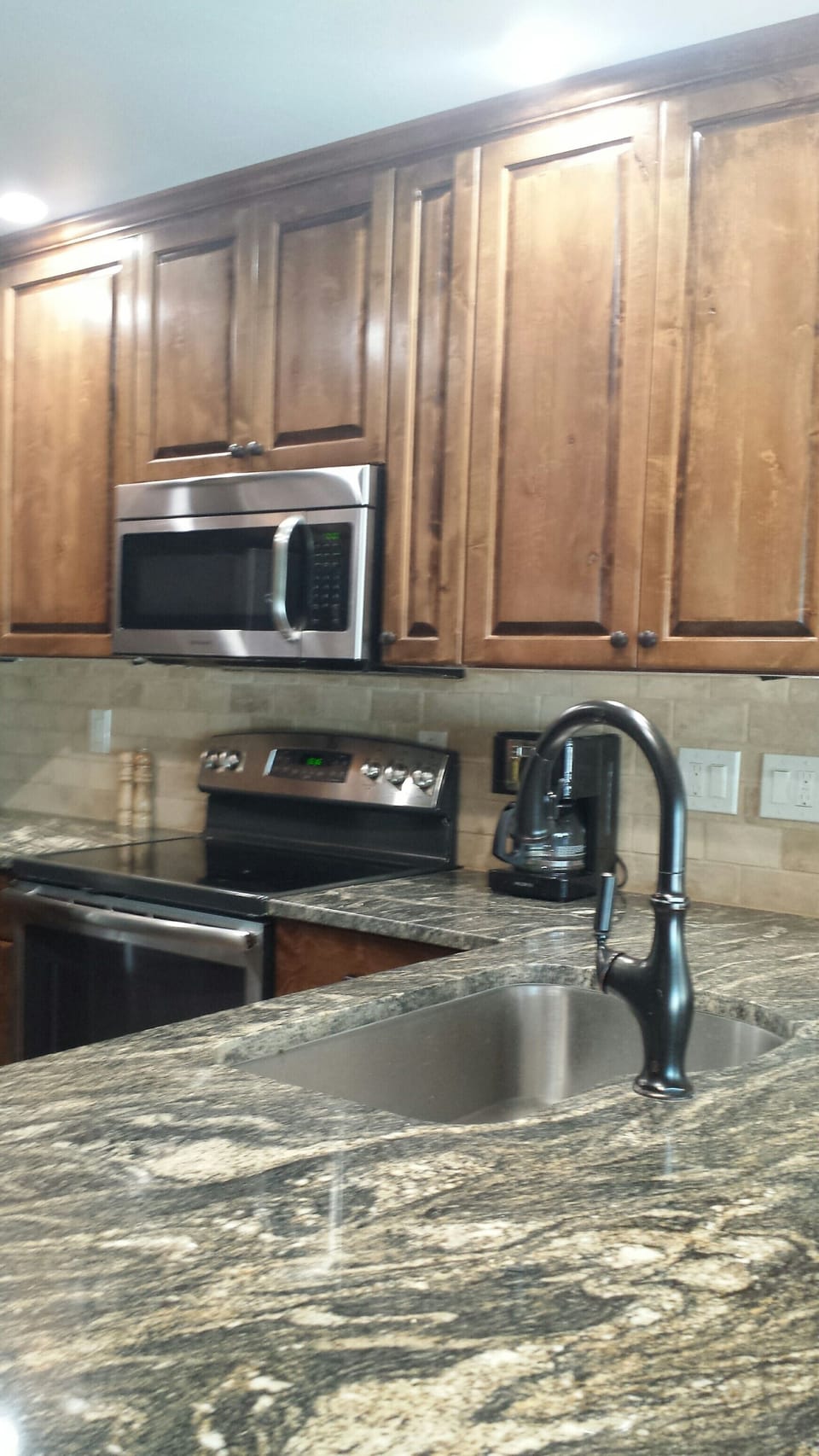 Granite countertop  and stainless steel appliances