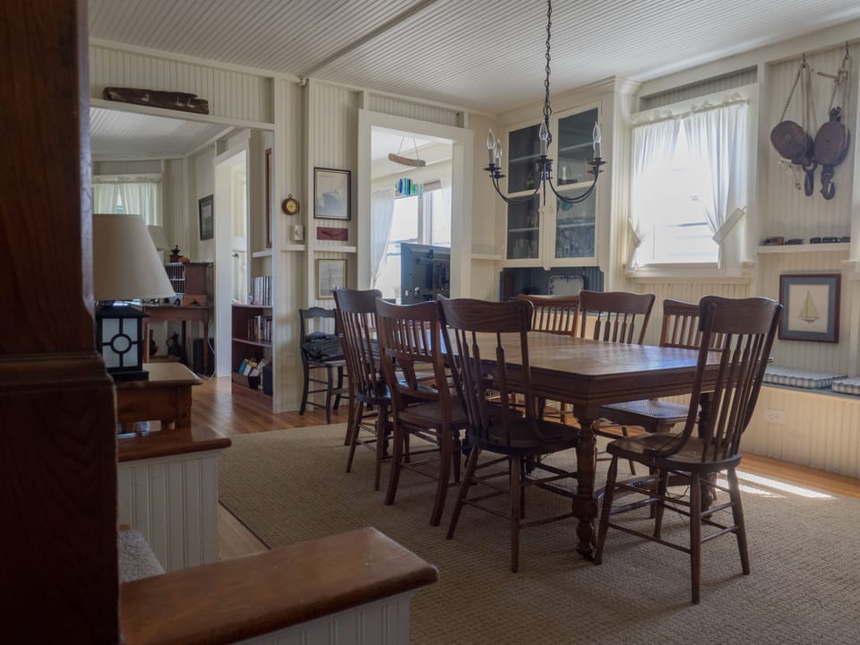The dining room easily accommodates family and friends 