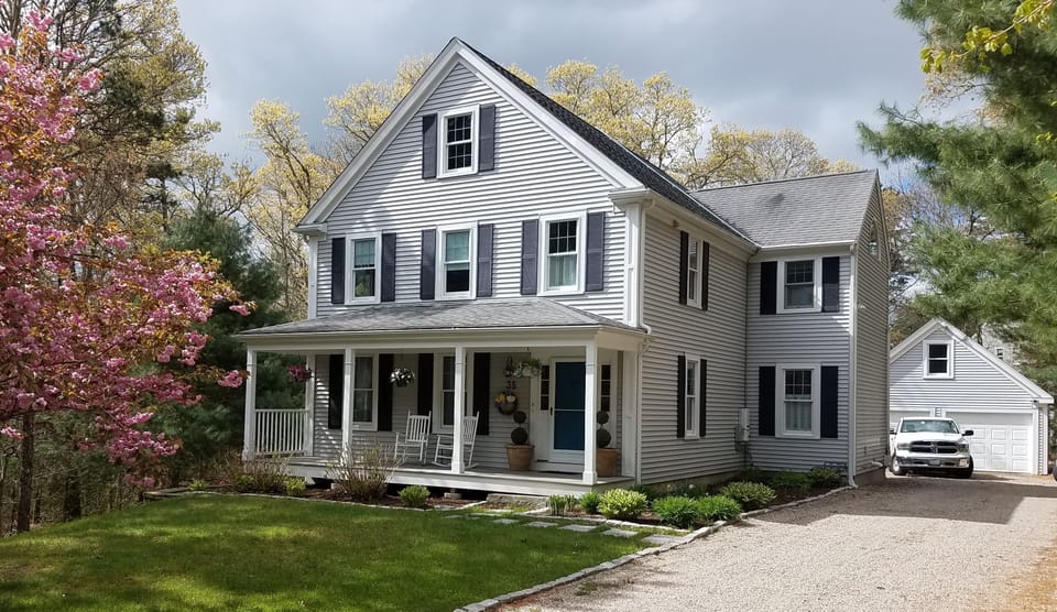 Surrounded by trees,  our house is a private retreat.