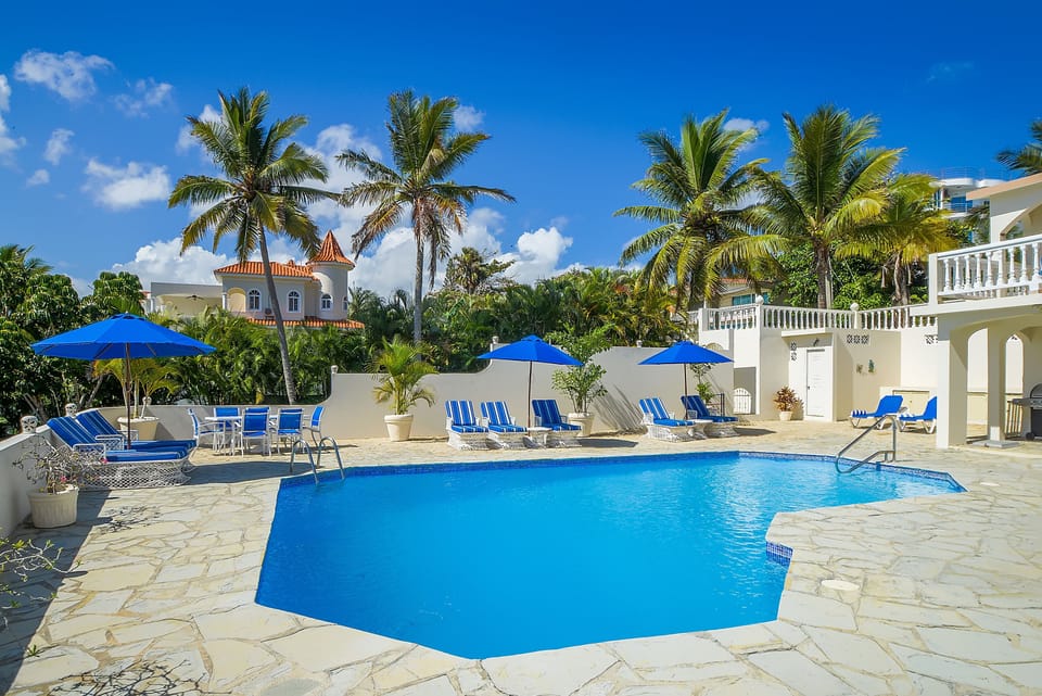 There is enough room for  everyone to play and swim  in the  pool