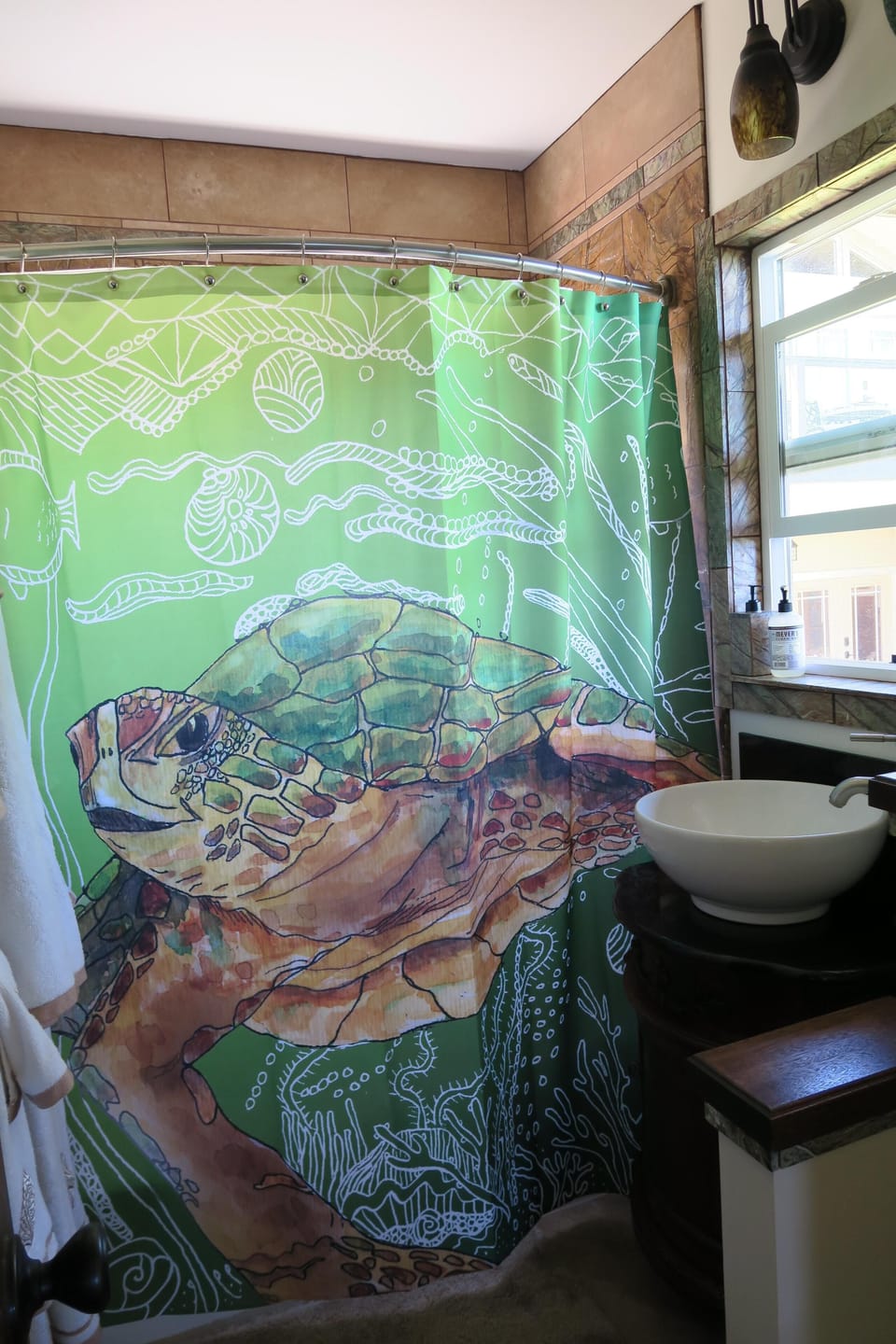 Shower curtain for down stairs bathroom