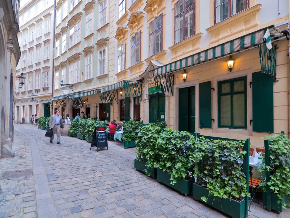 A view of the Kurrentgasse, our building at the back left