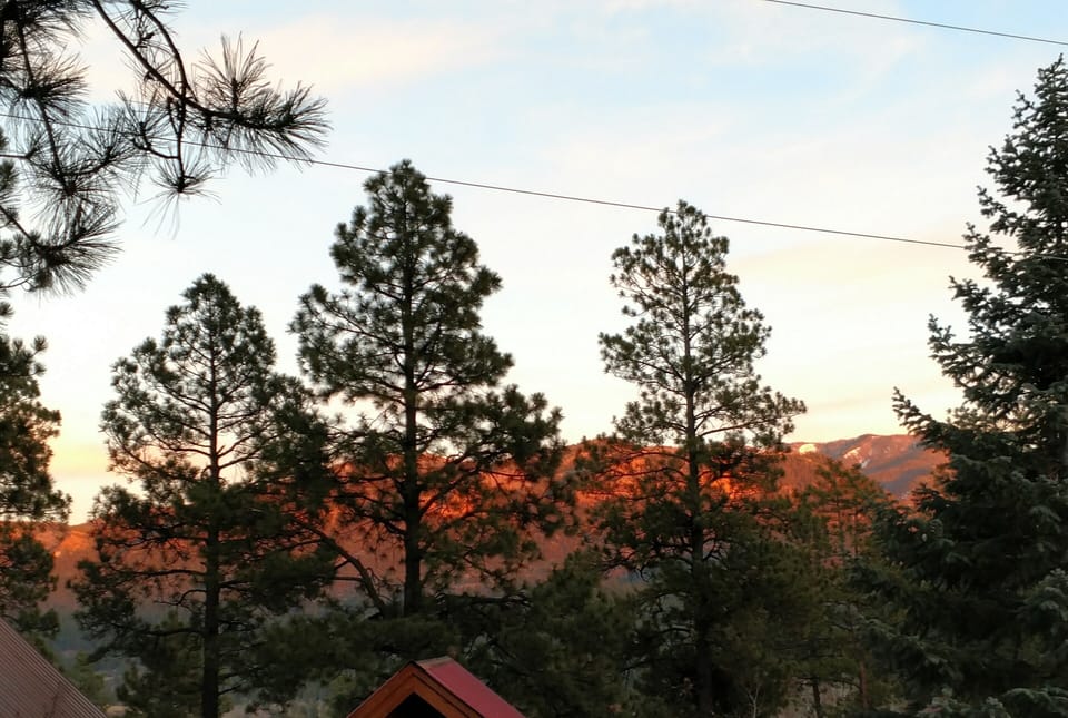Alpenglow sunset view from the deck