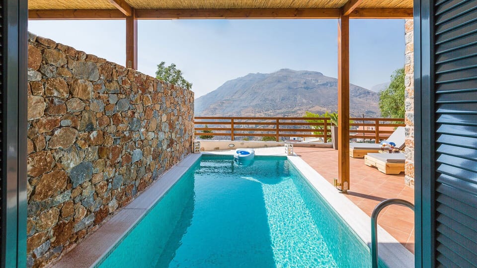 Private pool with sun beds