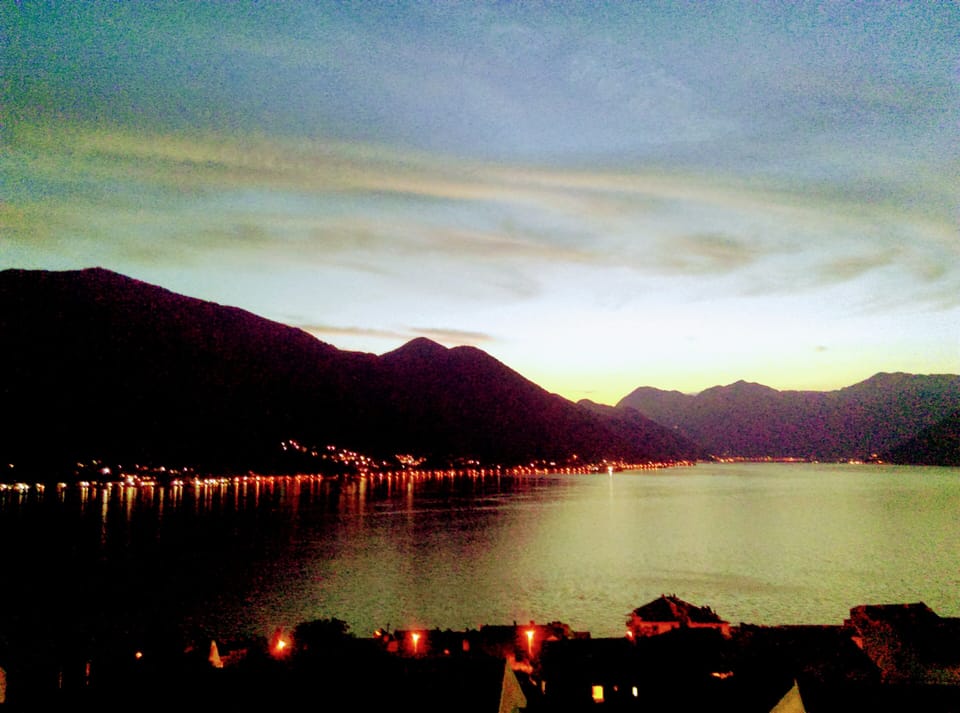 The bay lit up at night