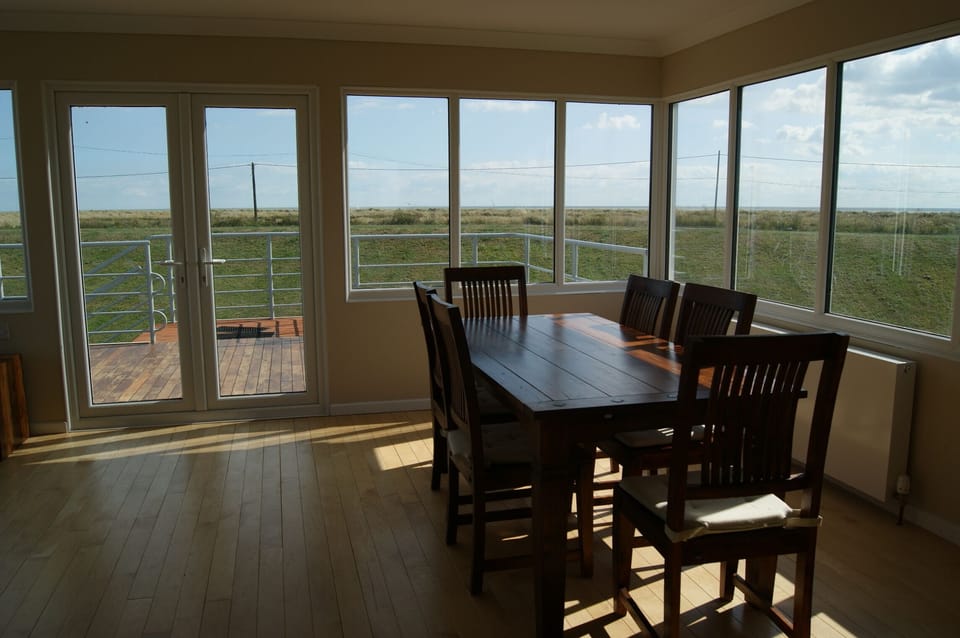 Uninterrupted dining views; large sofa too