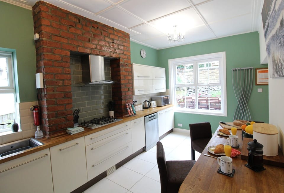 Kitchen overlooking rear patio area