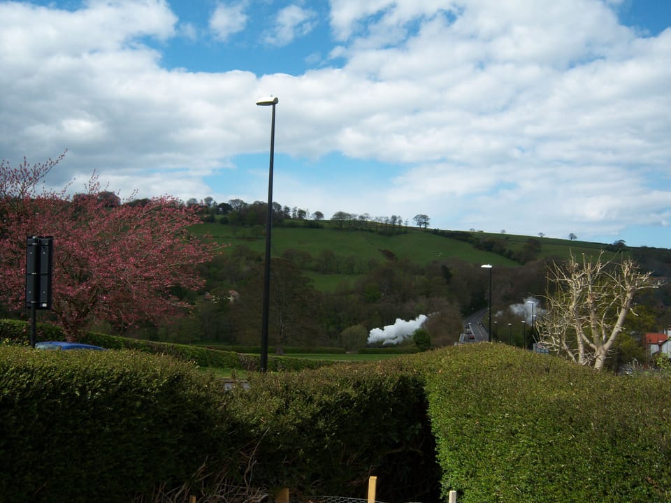 Views from back garden of steam train to Pickering