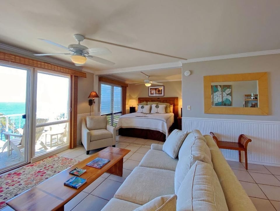 There is a sliding door that closes off the bedroom from the living area.