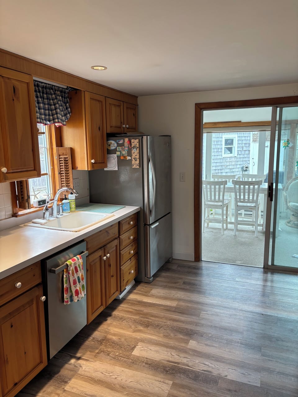 Kitchen leads to the sunroom