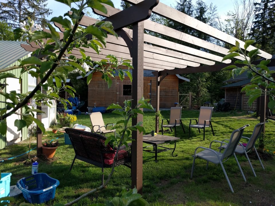 Pergola, complete with firepit for s'mores making