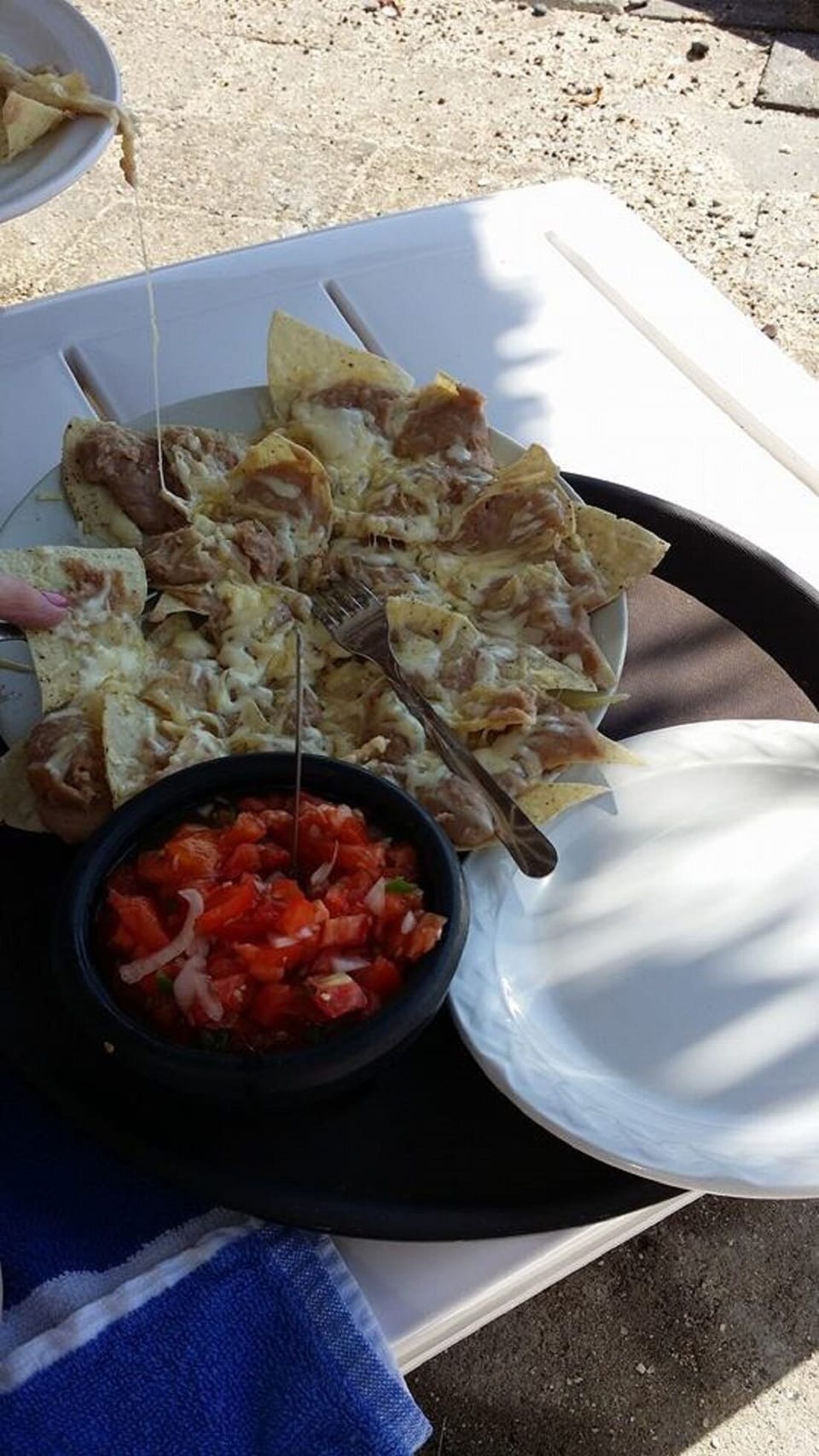 Nachos and Salsa by the pool