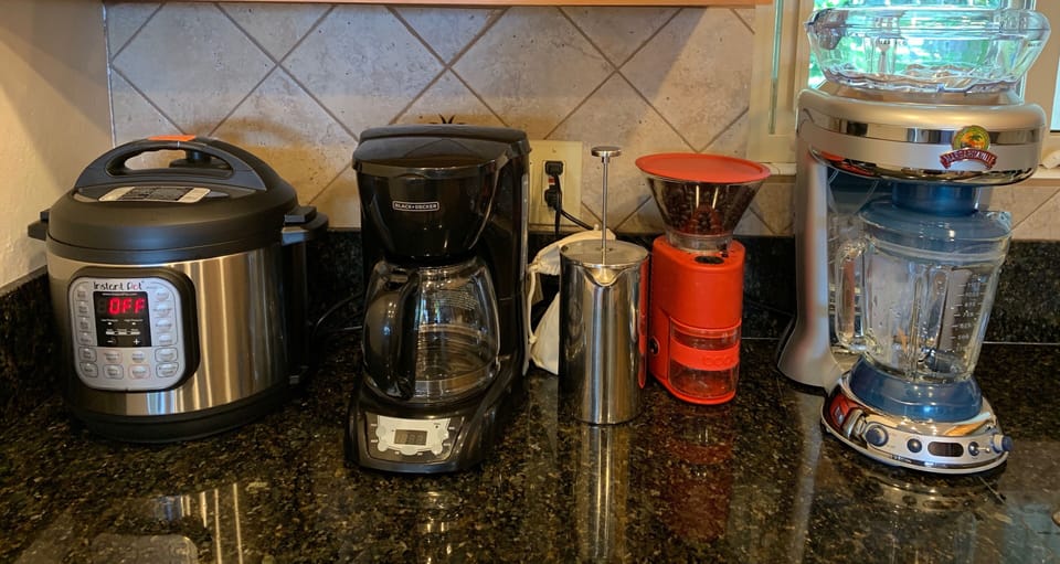 Guess which of these appliances we're most excited about (HINT:  Boat Drinks!!!)