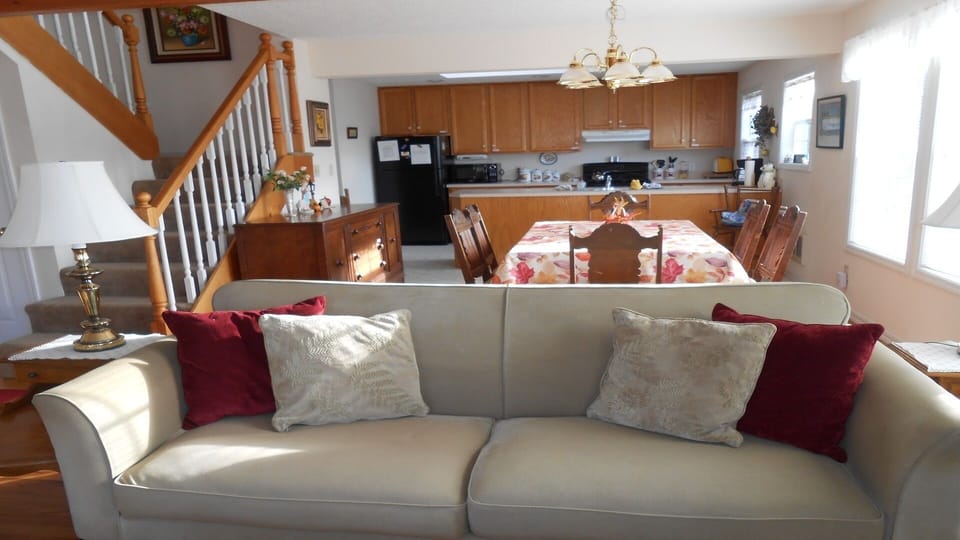 Living room, dining room, kitchen