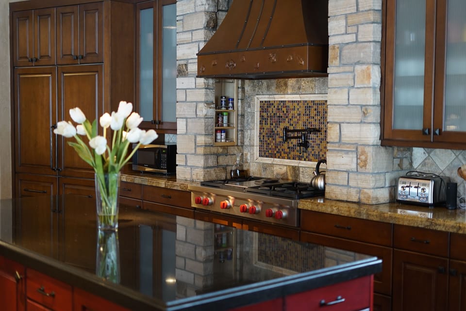 kitchen with prep island