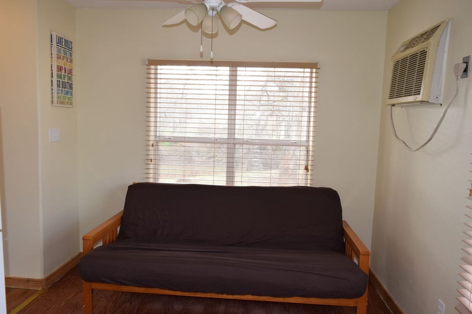 Futon and double bed