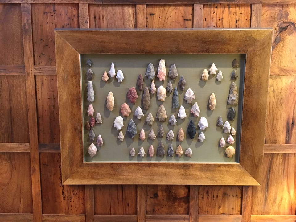 A few of the hundreds of arrowheads found on our property over the years.