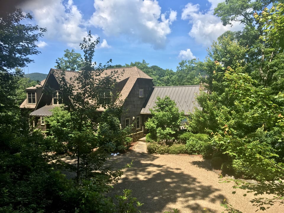 Looking down the driveway toward the front of the house.