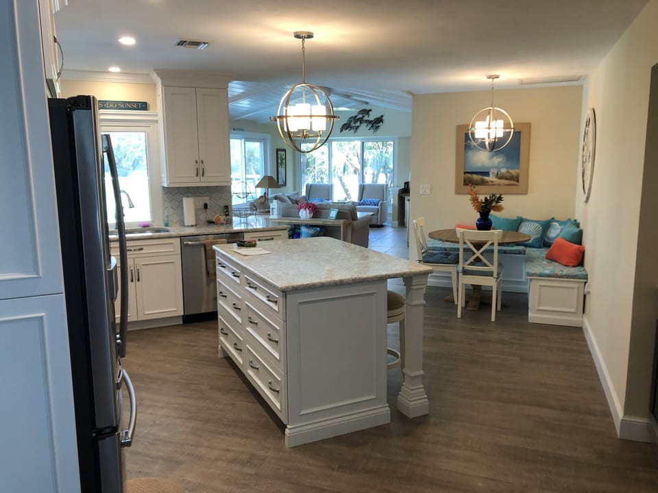 Custom made Banquette for seating up to 6 in the eat in kitchen area