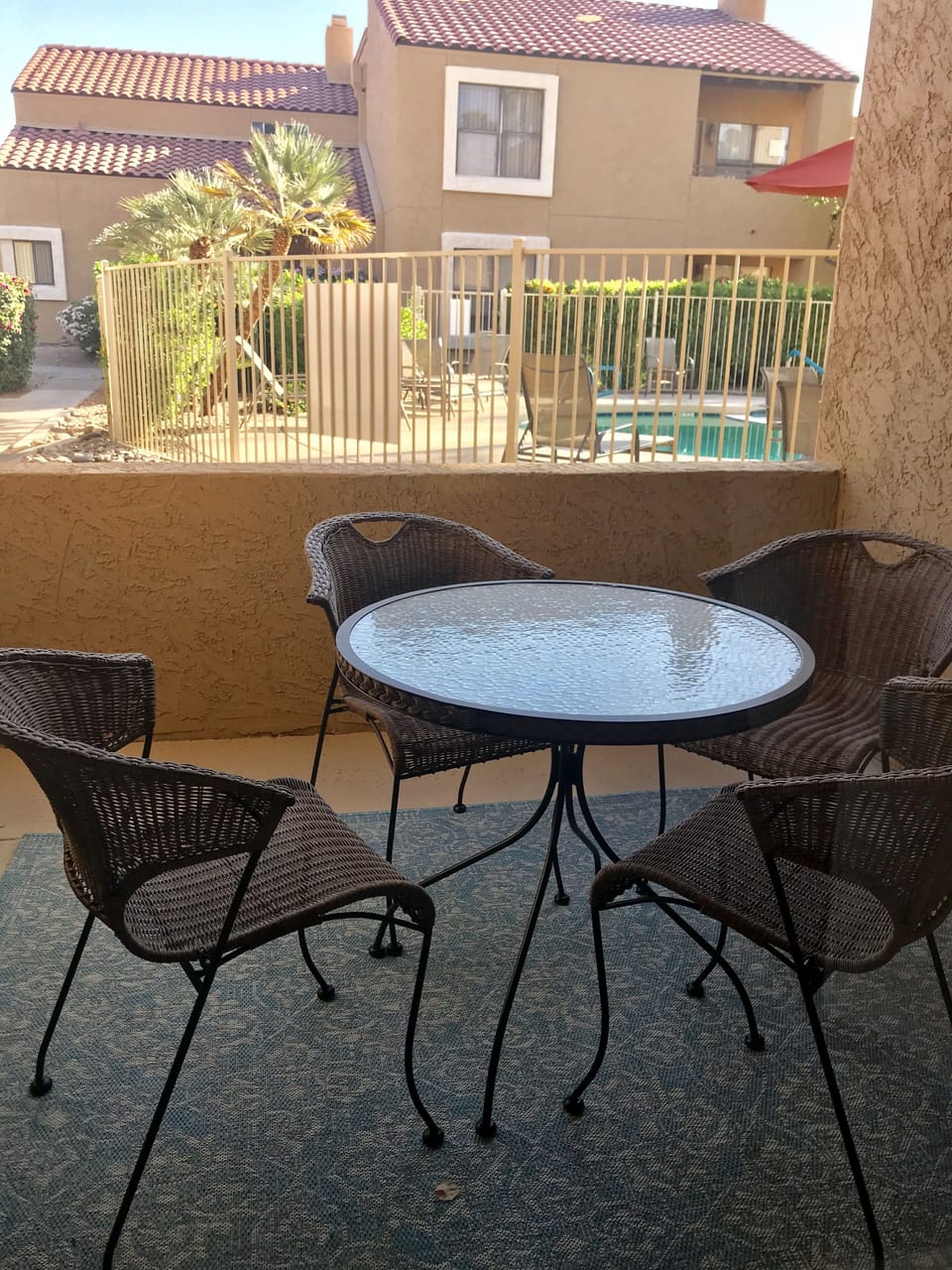 Balcony overlooking the pool