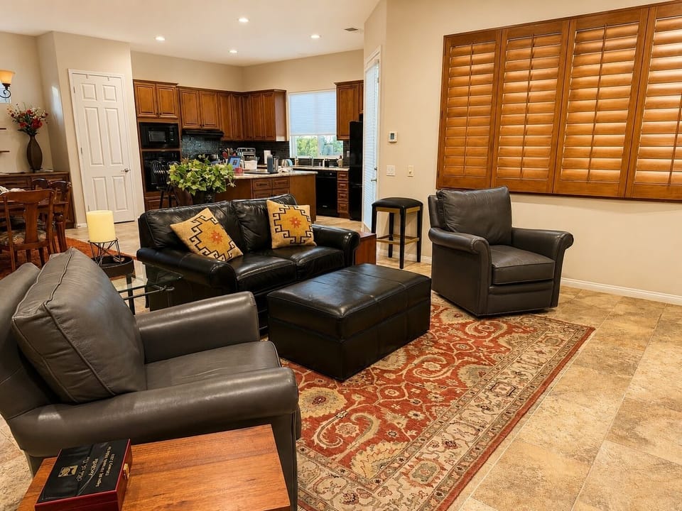 Swap out coffee table for ottoman for a more comfortable TV viewing experience