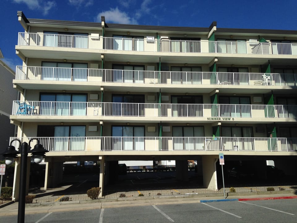 Summer View - Front View.  Our balcony is the 2nd floor and 2nd from the left. 