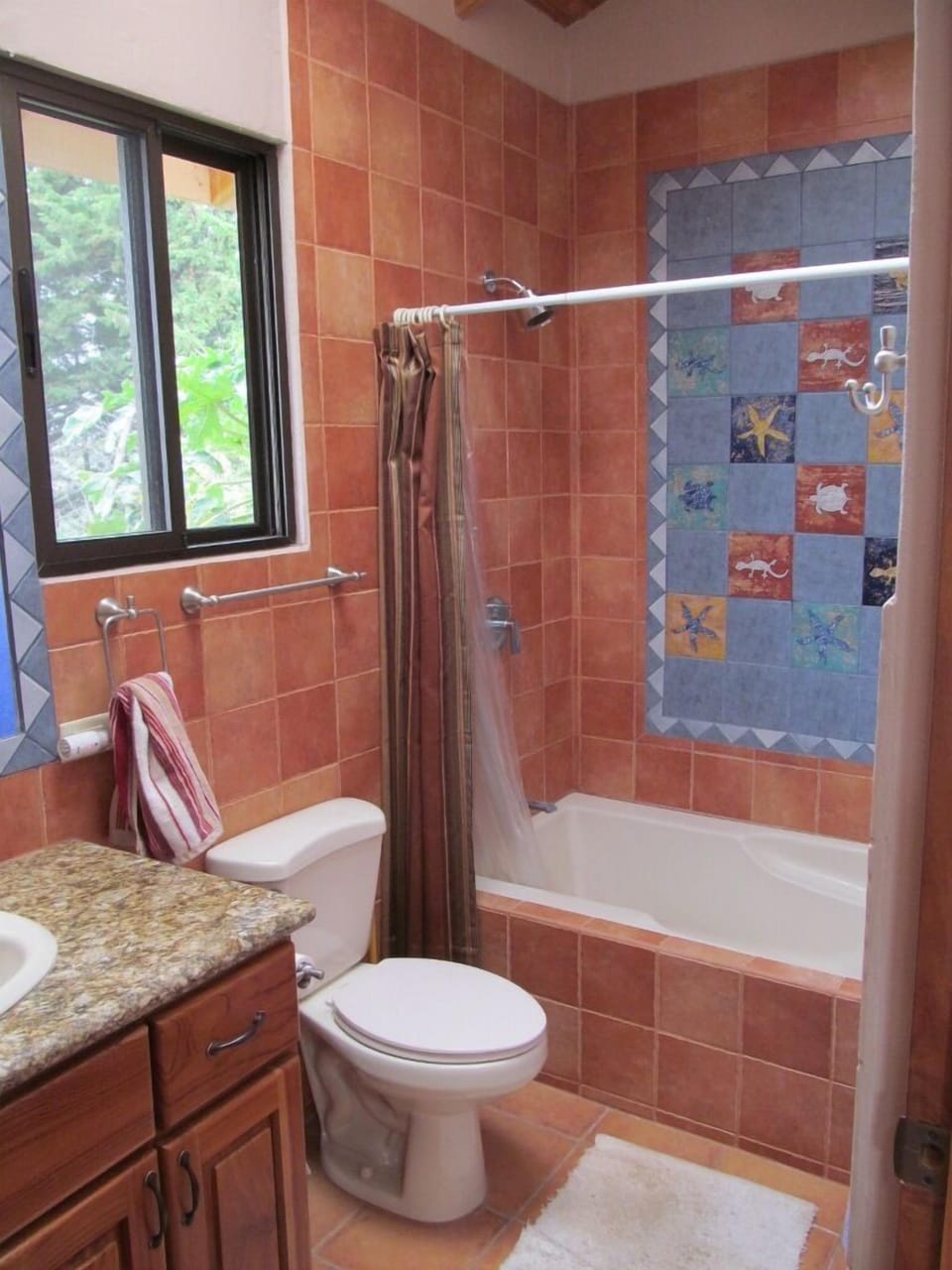 Second bedroom bathroom with Delta shower controls, teak, skylight, no whirlpool