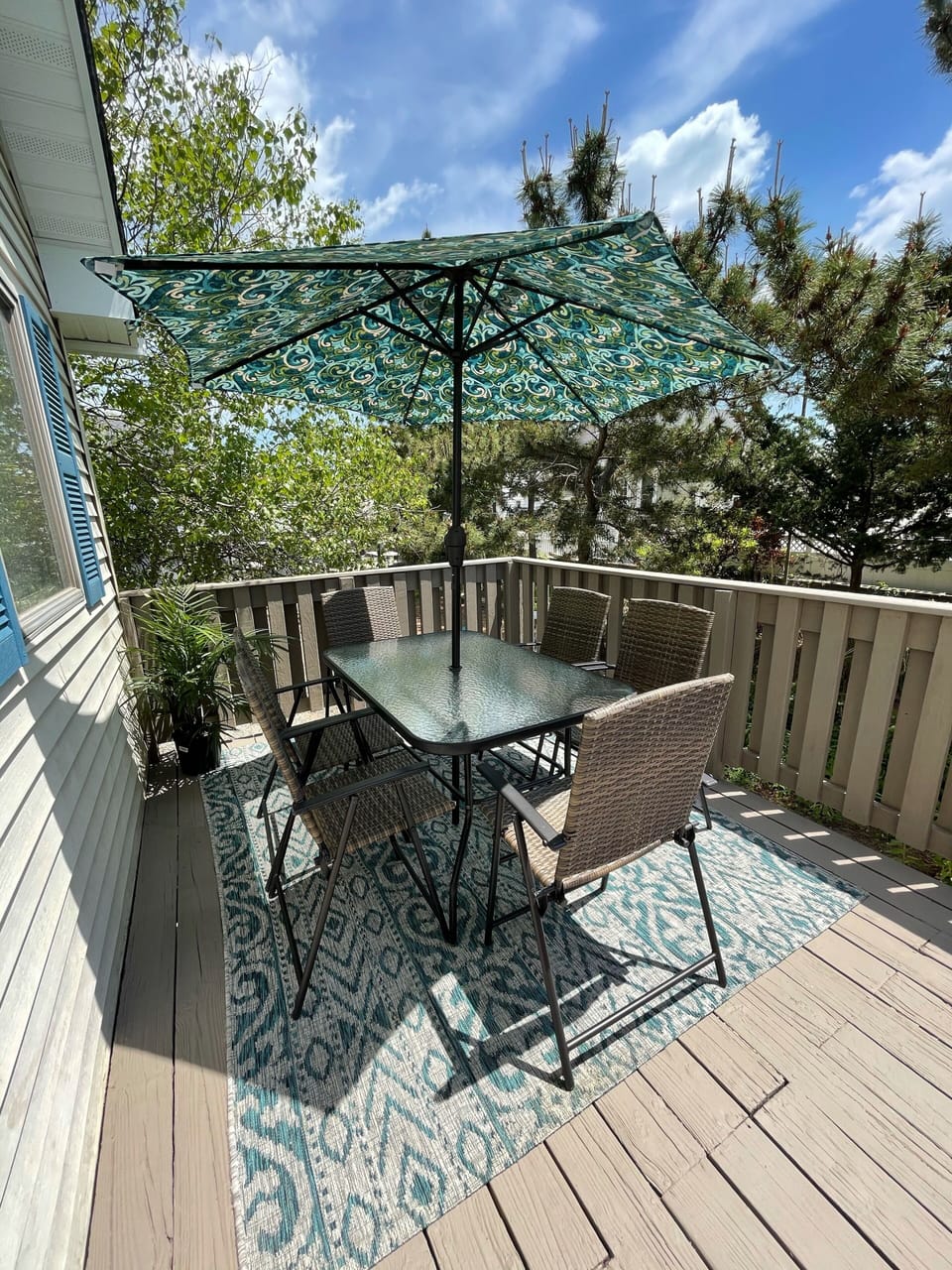 Back deck with table and grill