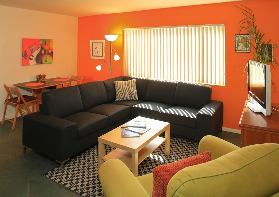 The living room and dinette set.