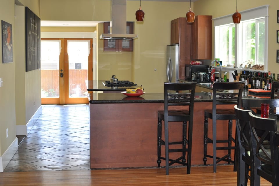A modern, spacious, well-stocked kitchen awaits!
