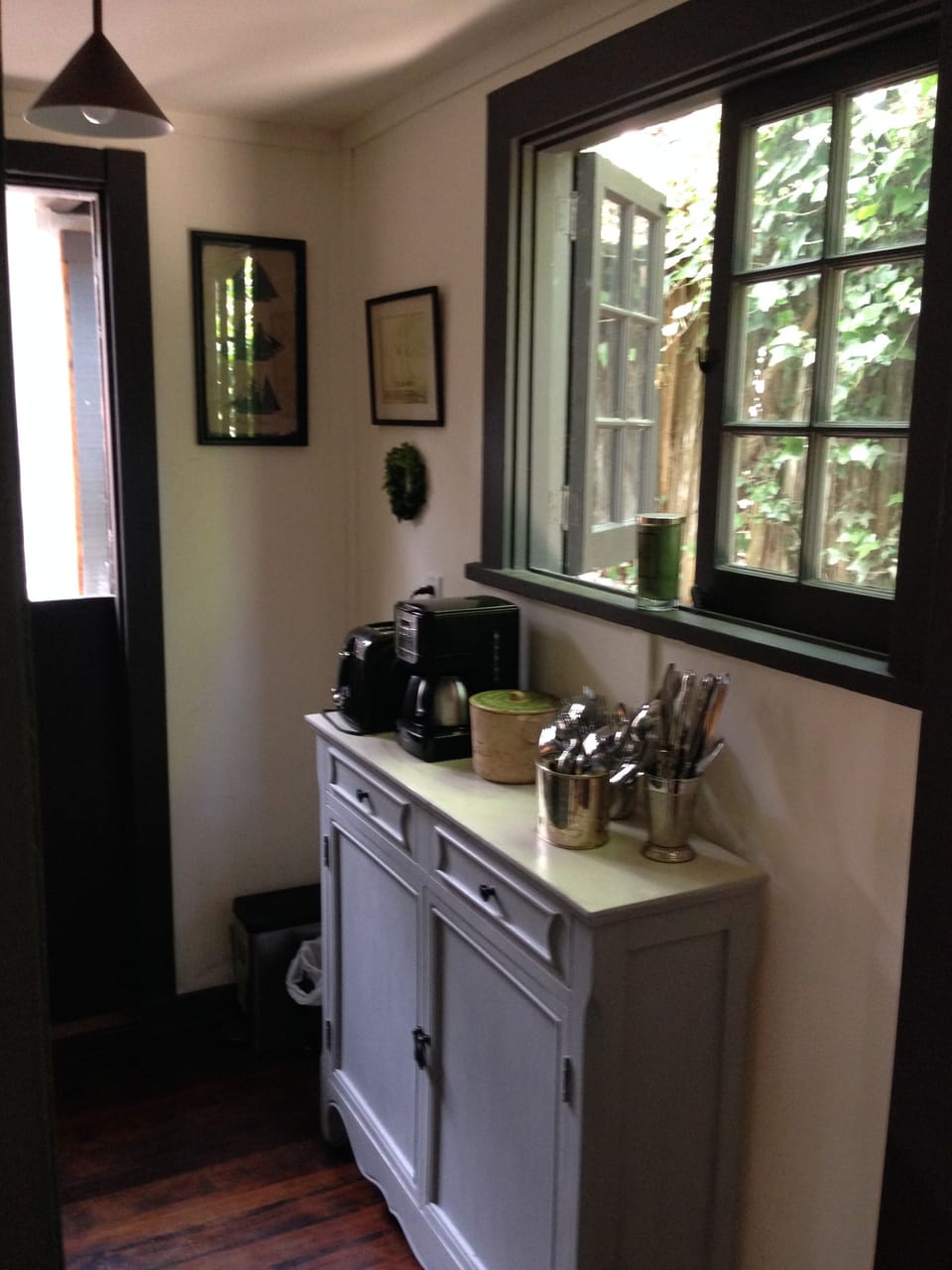 Kitchen with dishwasher, microwave, coffee maker, toaster, refrigerator, freezer