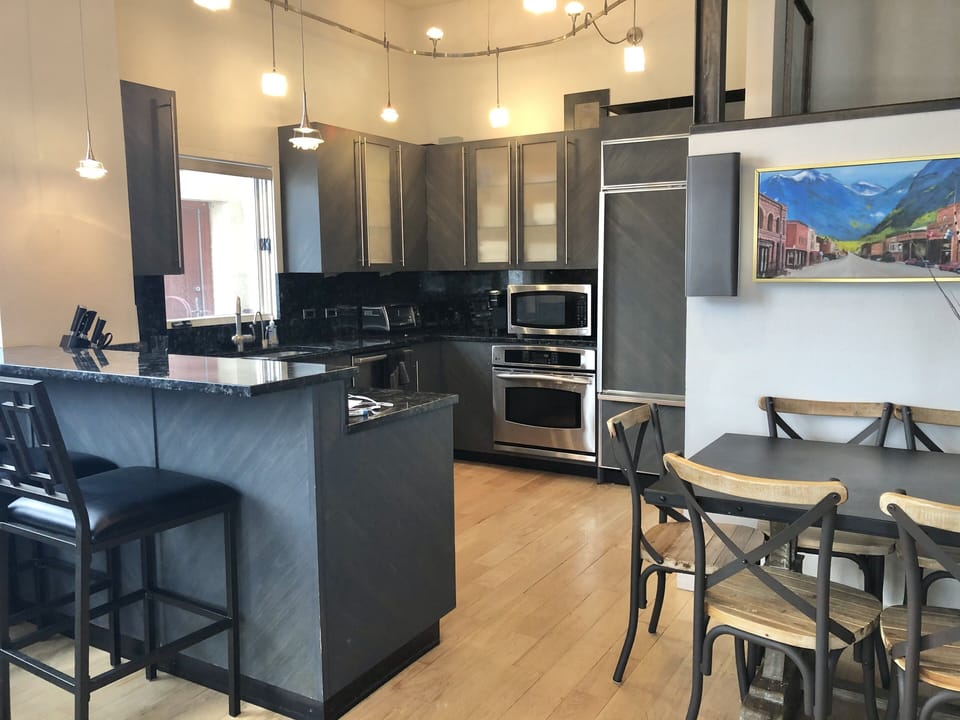 Top of the line kitchen, sub zero fridge, gas stove