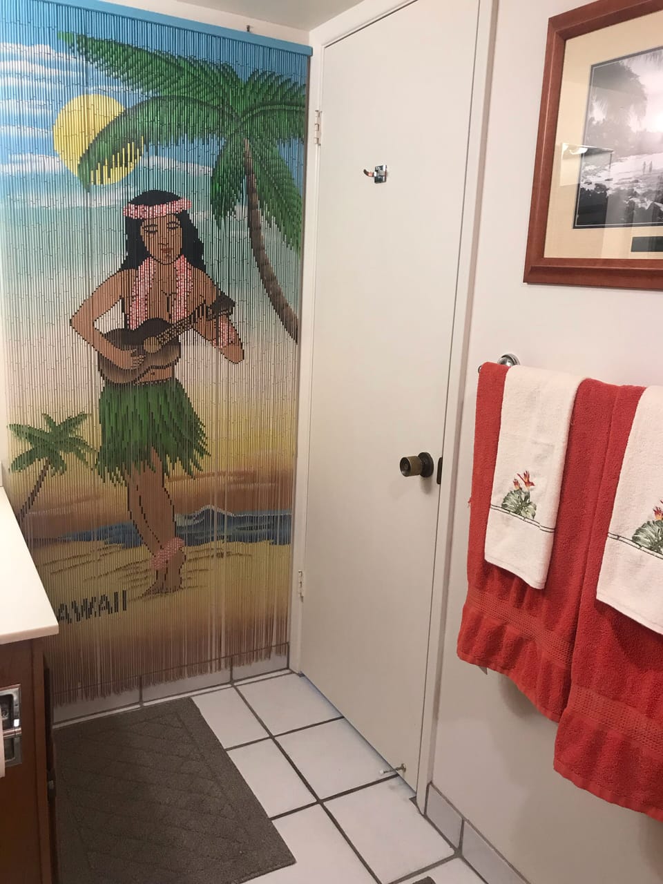 Hall bath with tub shower.