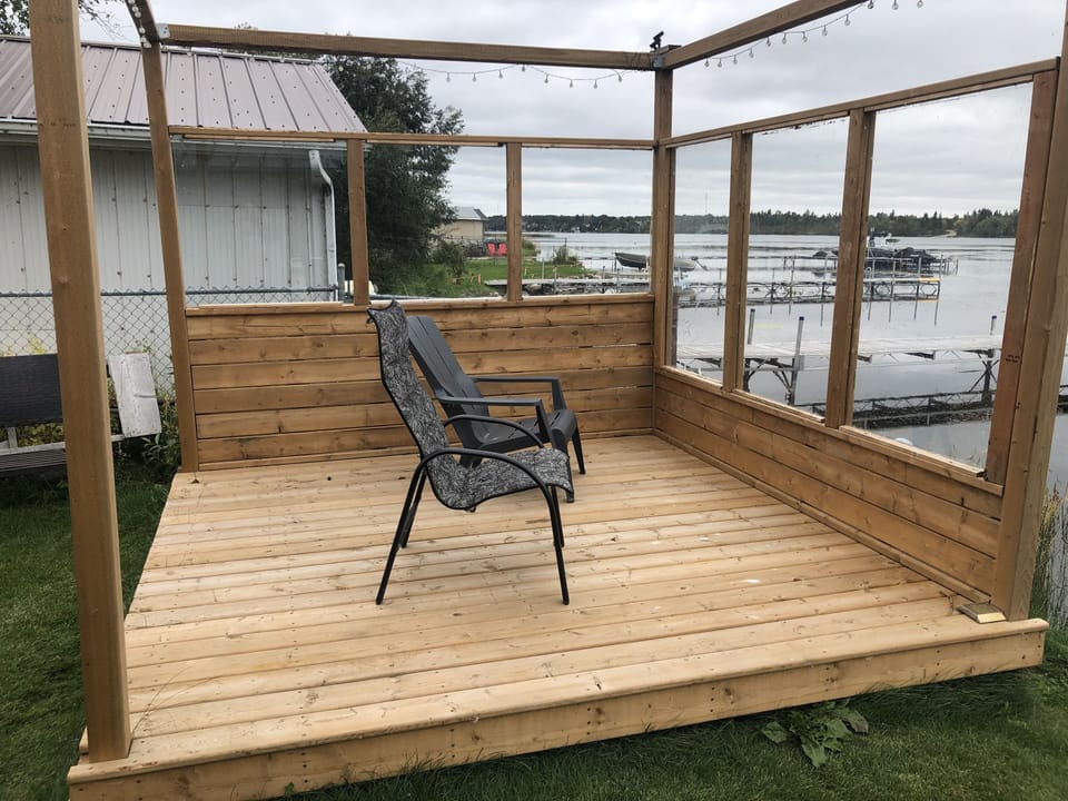Sun deck on waters edge