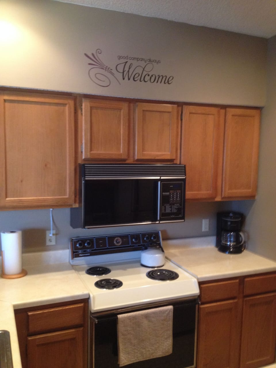 Showing the Microwave and range.  Kitchen is fully equipped and ready to cook!