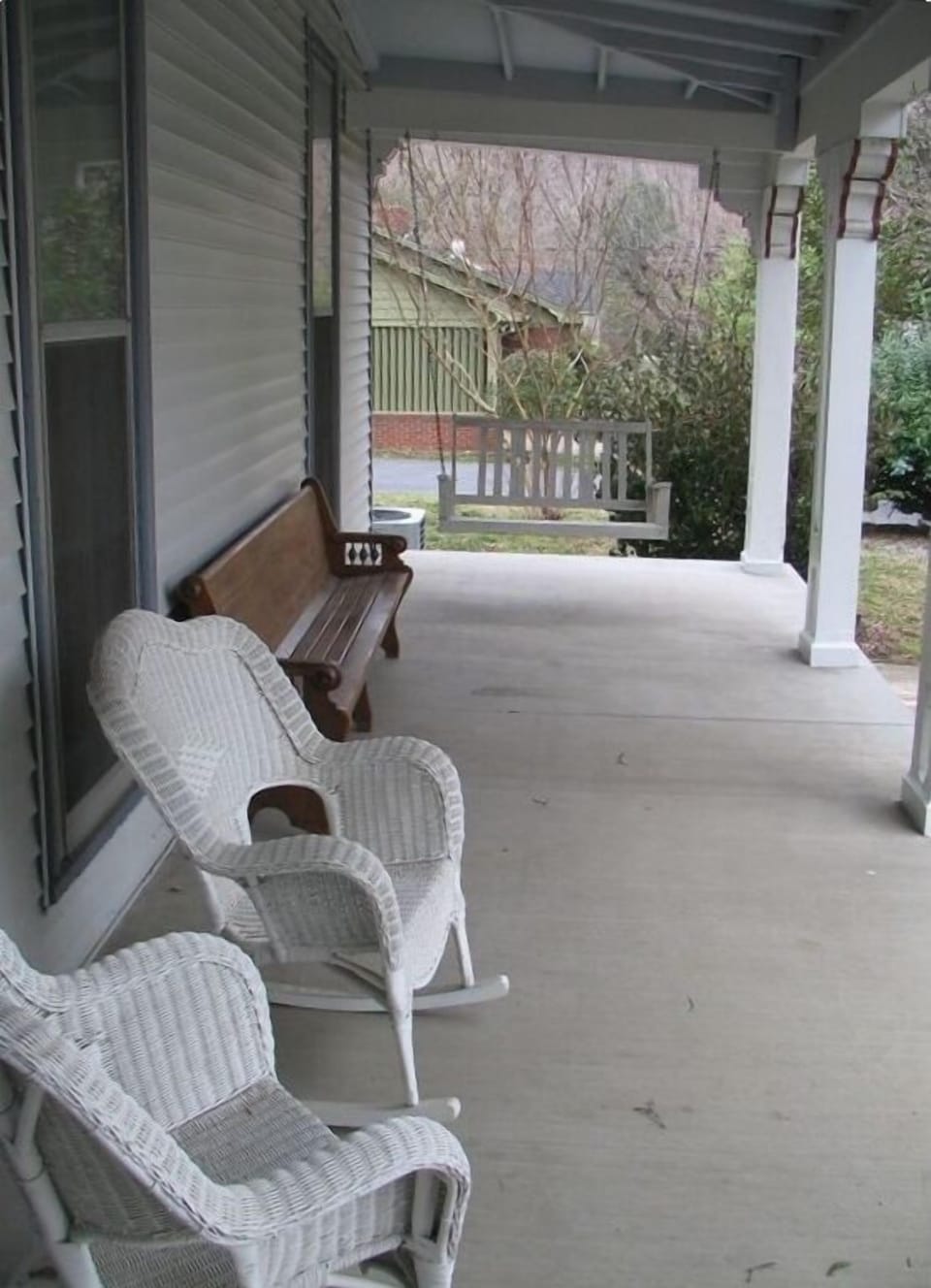 Main Street Porch - with swing seat, rockers, and bench