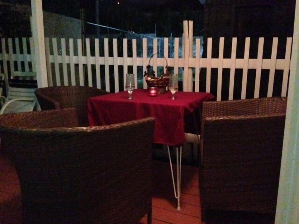 Intimate setting in the back patio