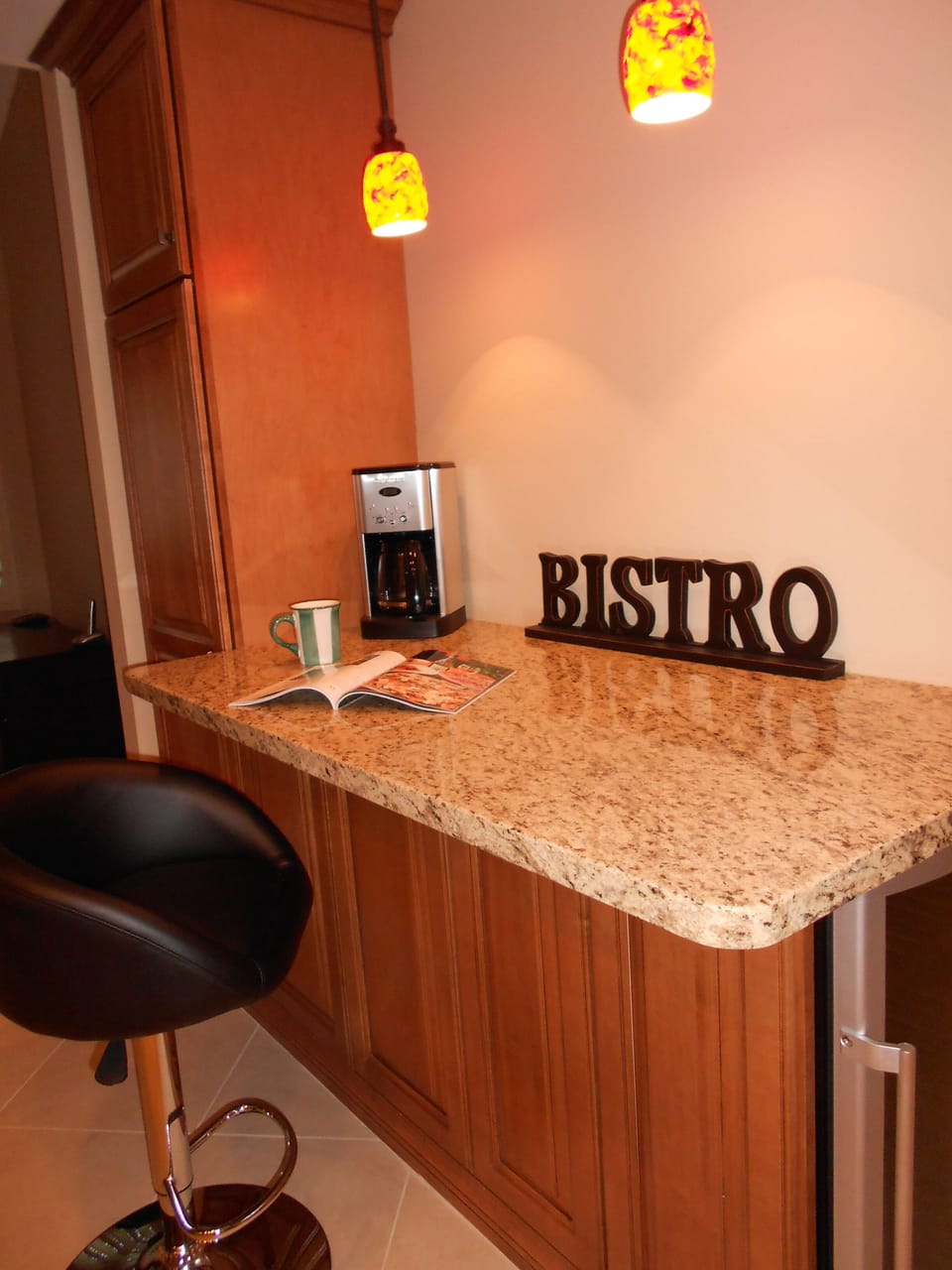 Coffee bar located in the kitchen