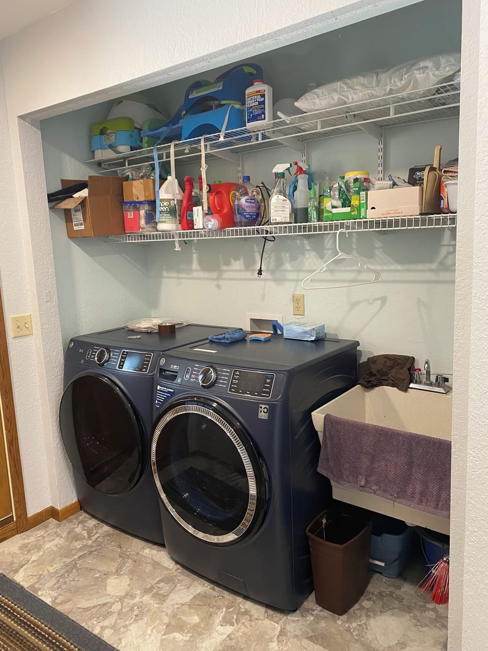 New washer and dryer in laundry area