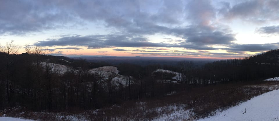 And Winter from the deck in the snow at sunset.