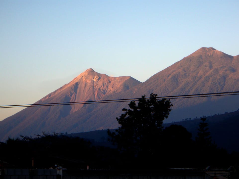 Veiw of three volcanoes from the upstairs bedroom. 